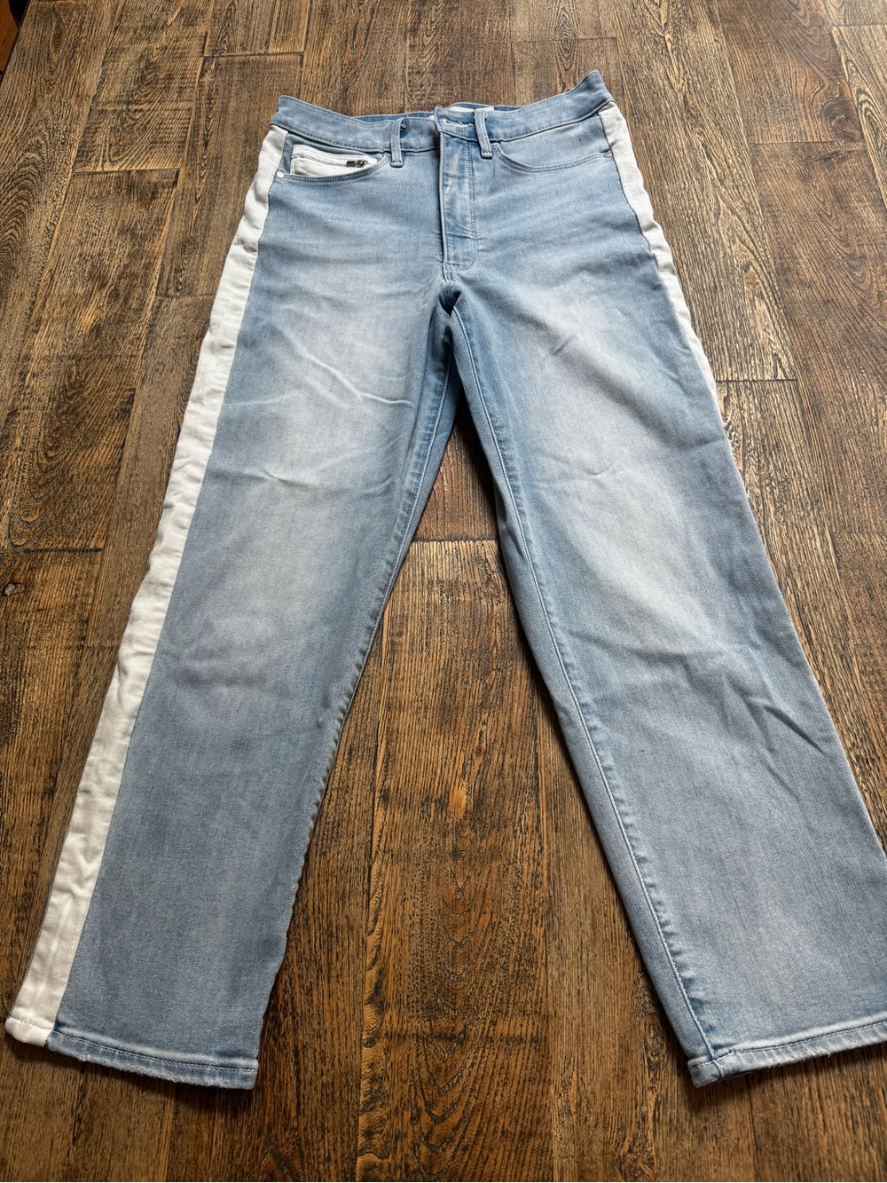 Athleta Light Blue Wide-Leg Jeans with White Side Stripe - Picture 2 of 3